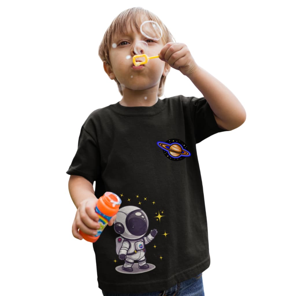 Camiseta Blusa Infantil Juvenil Masculina Astronauta Planeta Criança Menino, Algodão