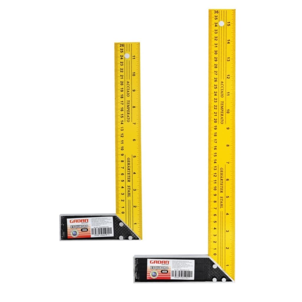 Esquadro de 40cm ou 30cm Régua Carpinteiro Pedreiro Metálico Aço De Profissional