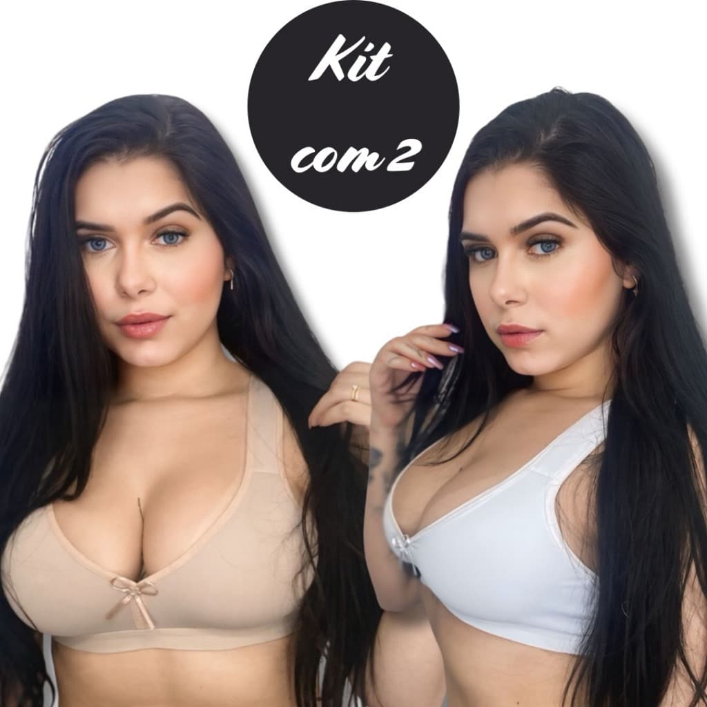 Kit 2 Sutien Conforto Sutiã Alça Reforçada em Microfibra sem Bojo Sem Aro