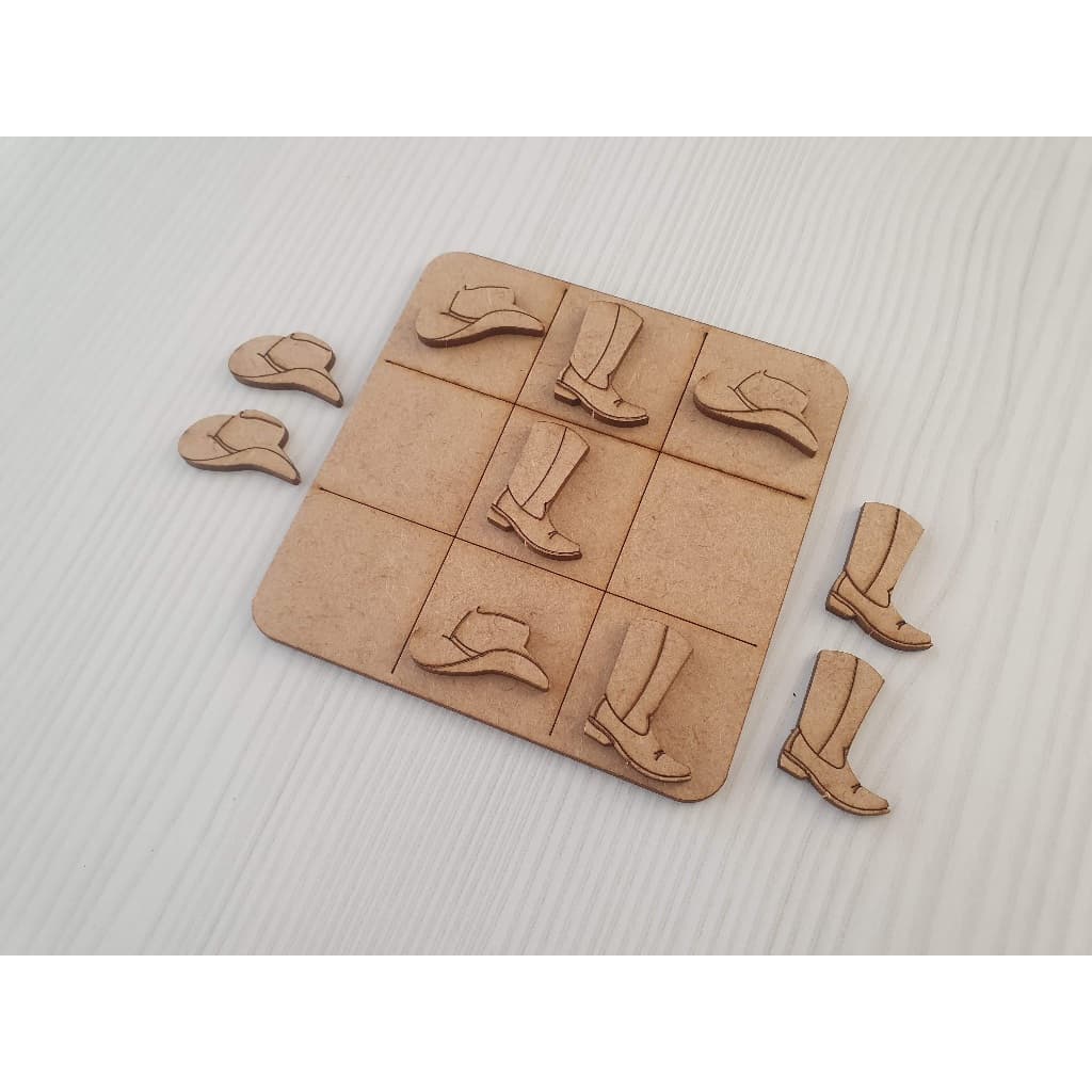 30 Jogos da velha Country Cowboy Cowgirl Bota Chapeu Sertanejo em MDF 10cm tabuleiro brinquedo presente lembrancinha kit