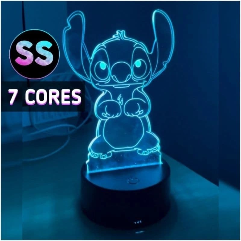 luminária Stitch 7 cores completo