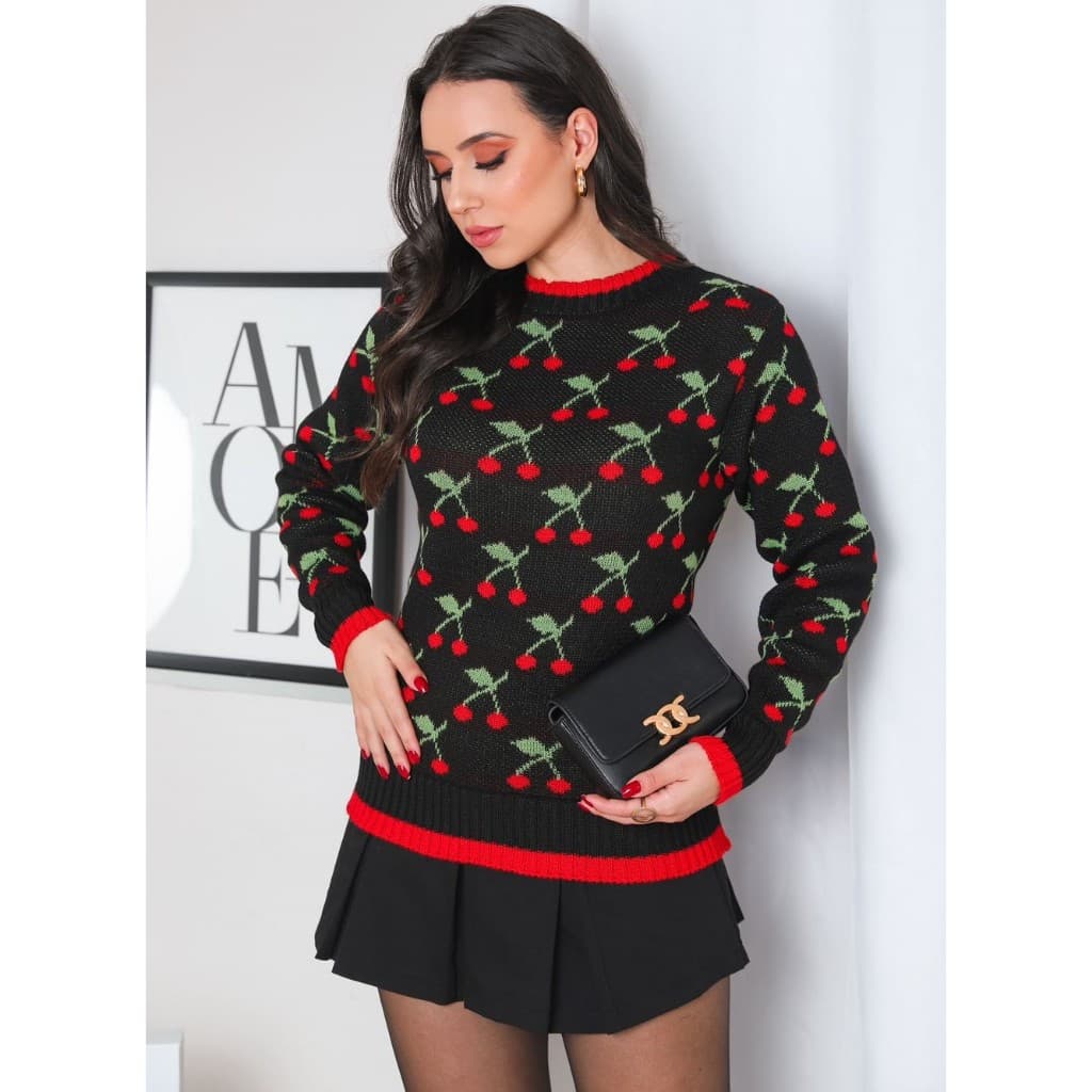 blusa de inverno estampa cerejinha