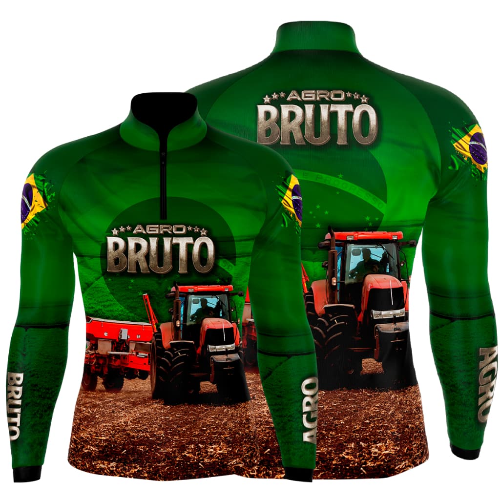 Camiseta camisa Agro Fazenda Agricultor Trator Vermelho com proteção UV 50+