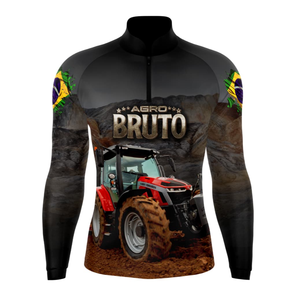 Camisa camiseta blusa Agro Bruto fazenda agricultura Trator Preto com proteção UV 50+