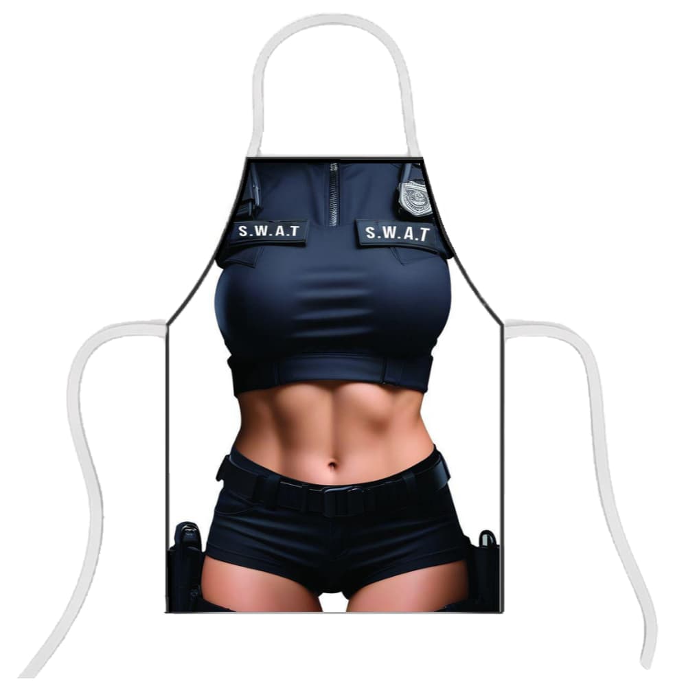 Avental Divertido Cozinha Despedida de Solteira - Chá de Cozinha - POLICIA SWAT - Mulher
