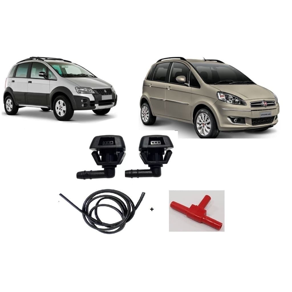 Kit de Esguicho Bico Brucutu Parabrisa Brava Doblo Idea Mangueira + T