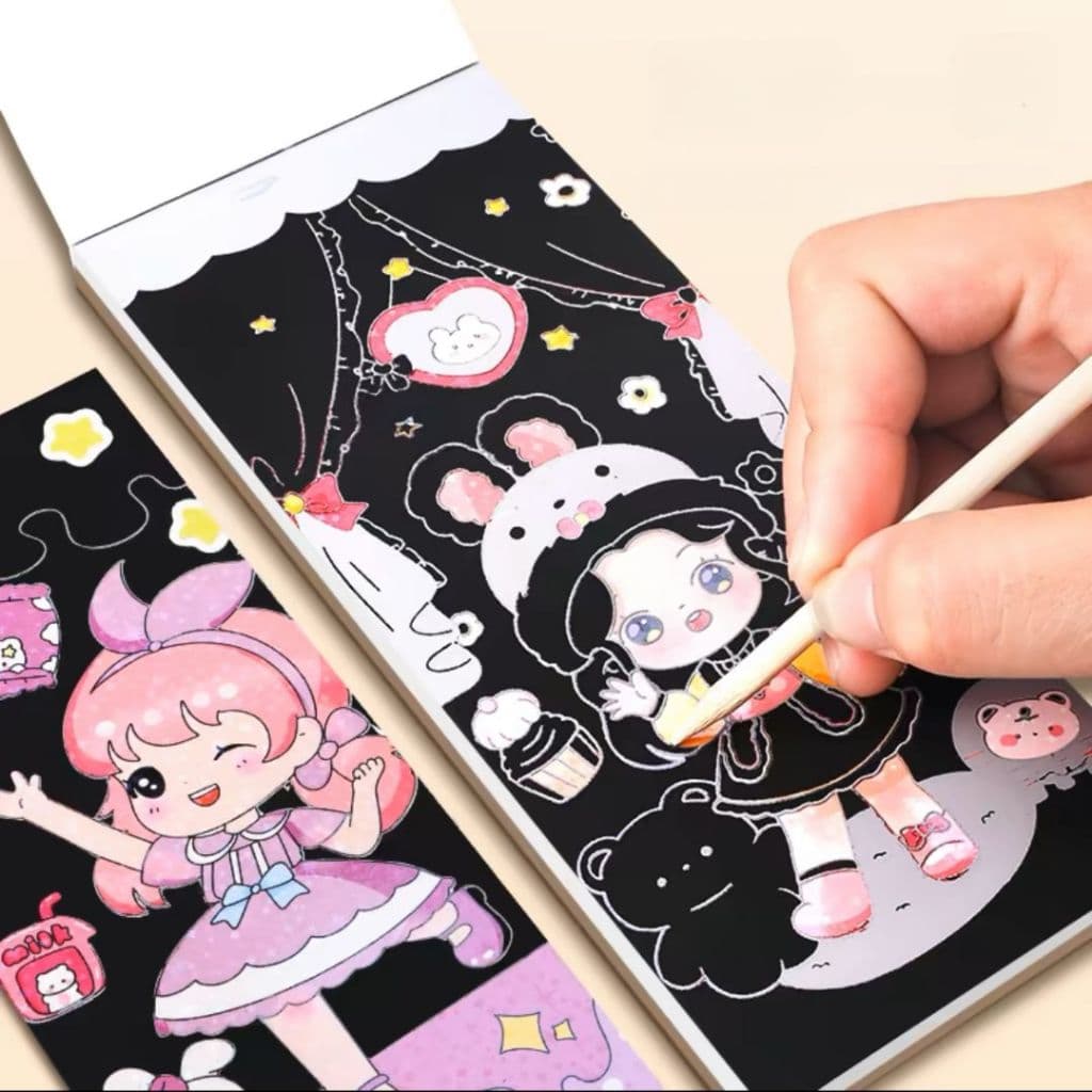 Bloco para colorir tinta aquarela com pincel e com raspadinha - 12 folhas - Pintura com água