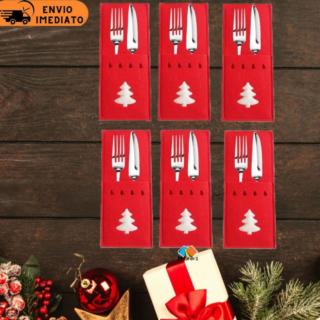 2 Porta Talher De Feltro Natalino Arvore Retangular De Natal Mesa Decoração