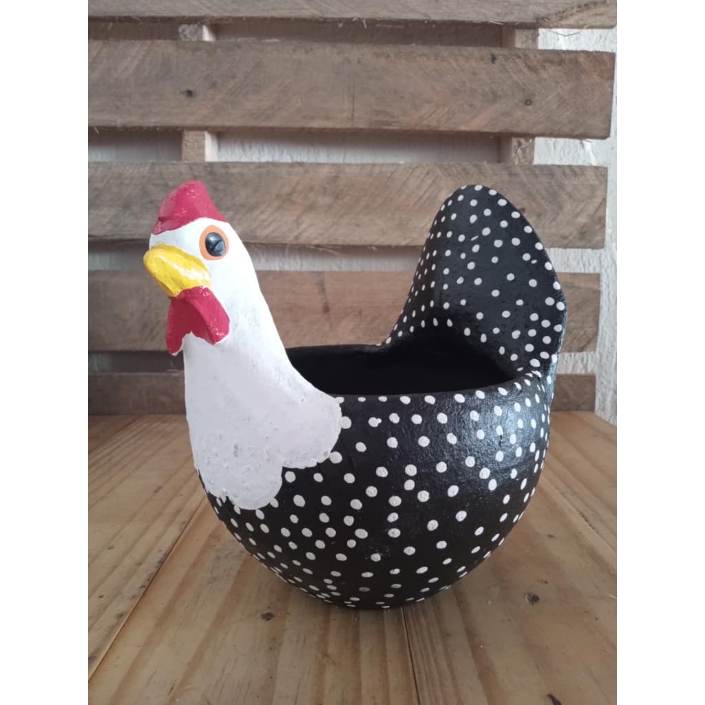 Galinha Artesanal Porta Ovos Pescoço Branco - 1 DÚZIA