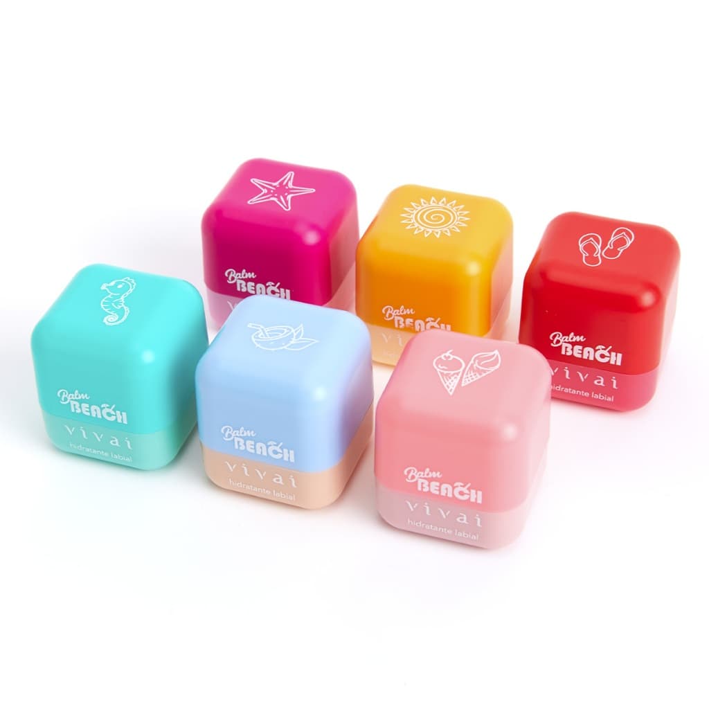 Kit com 6 Hidratantes Labial Balm Beach - Vivai