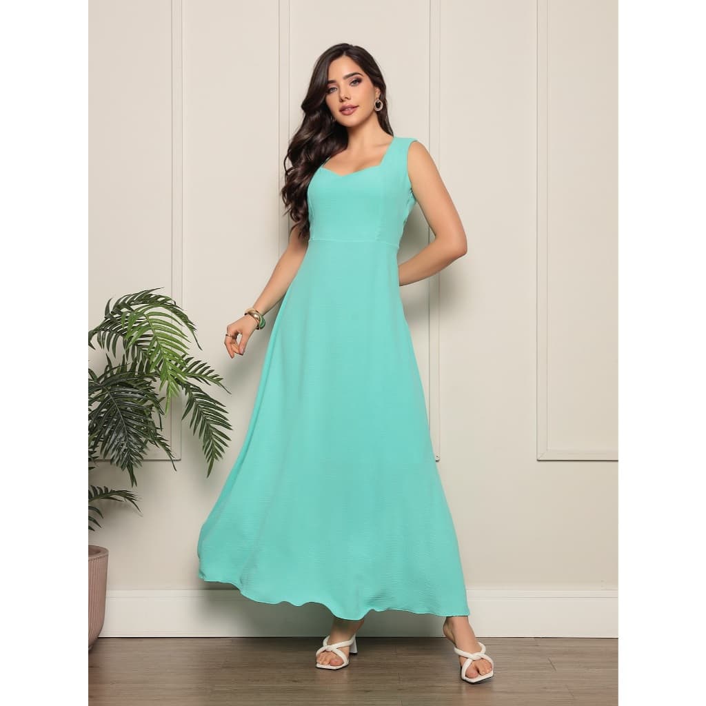 Vestido Longo Feminino - Basico Elegante - Tecido Duna