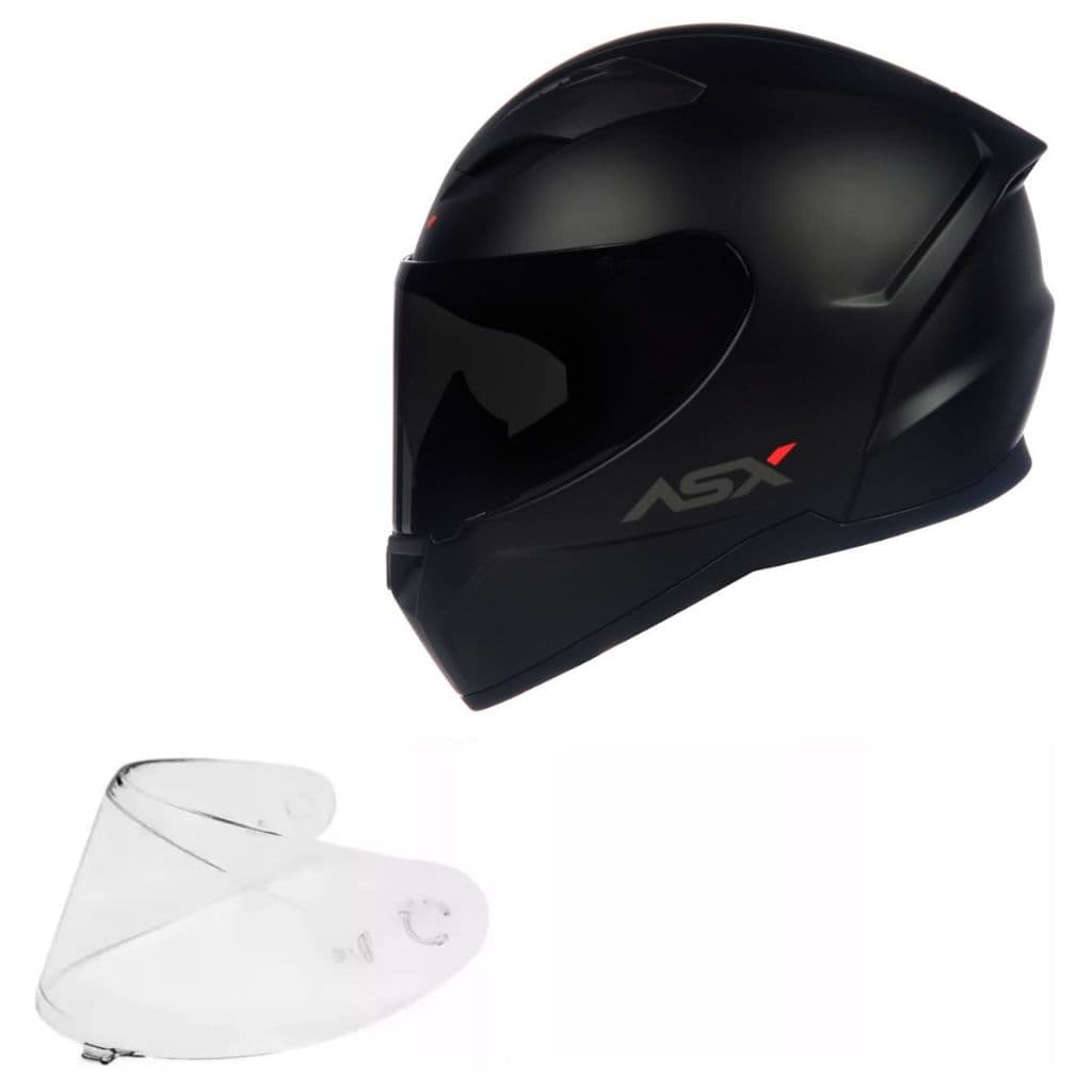 Kit Capacete Moto Masculino Feminino Asx City Solid Preto Fosco + Viseira Fume Com Narigueira