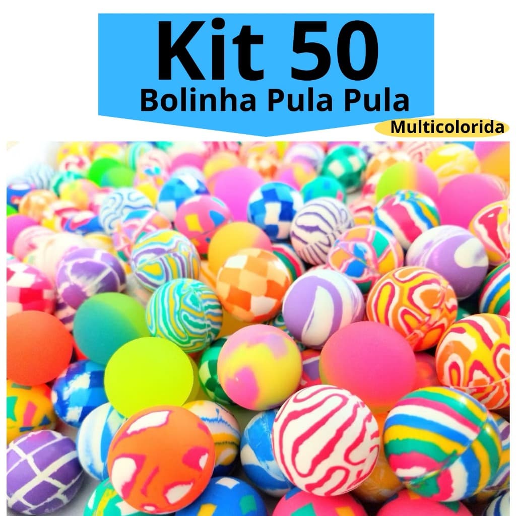 Kit 50 Bolinhas Pula Pula Multicoloridas Festa Infantil Brinquedo Lembracinhas