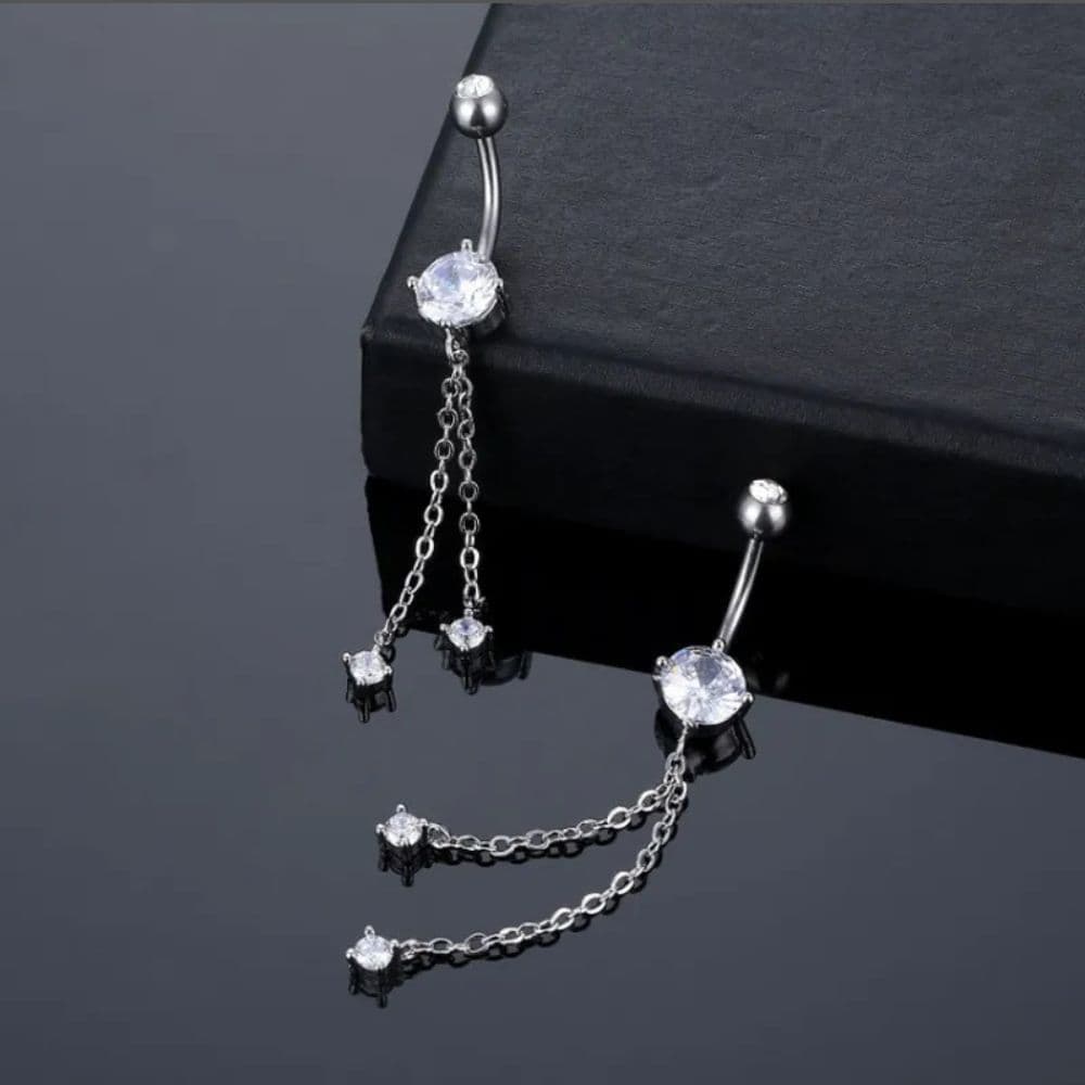 1 Peça Perfeito Piercing Zircônia Correntes Decoração Anel Umbilical Aço Inoxidável