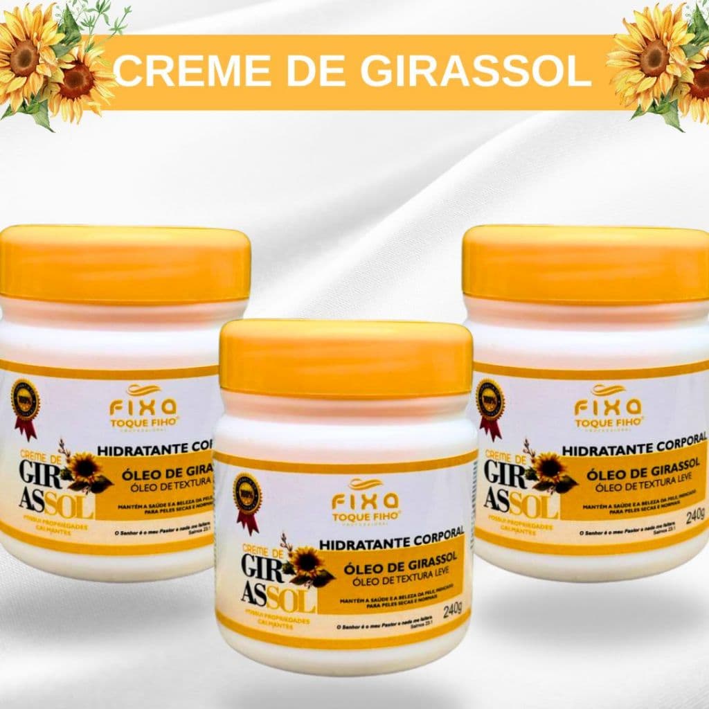Creme Corporal a Base de Óleo de Girassol com Vitamina E Para Pele Ressecada 240g Evita Manchas no Corpo Hidrata e Nutre