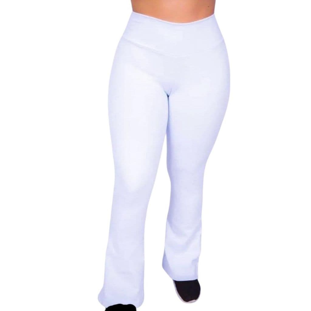KIT 2 Calça Flare Bailarina Plus Size Branca Enfermagem G1 G2 G3 G4 Cintura Bem Alta