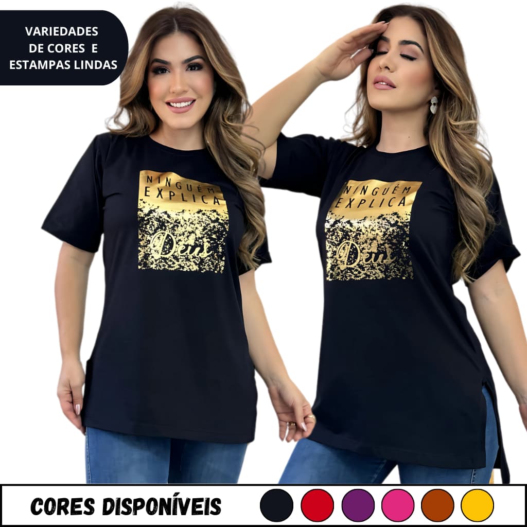 Camiseta Feminina Larga Blusa Oversized Tshirt Max Moderna Academia 100% Algodão