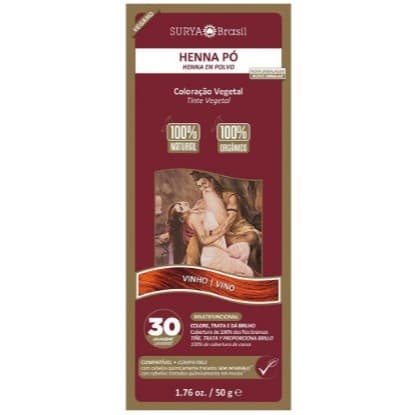 HENNA cor vinho em pó 50g Surya Brasil