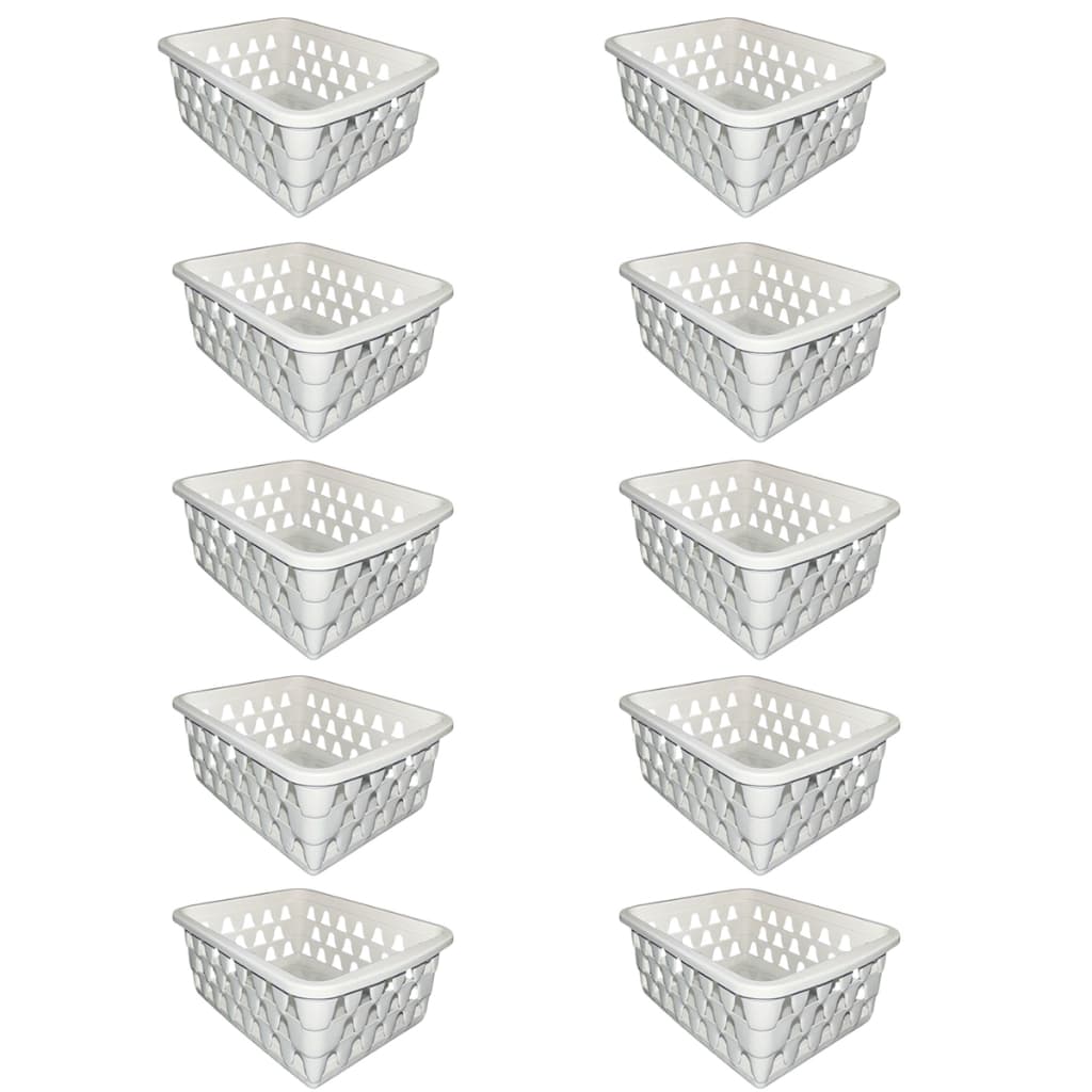 Kit 10 Cestos Multiuso Organizador Pequeno 16x12x6Cm Branco cestinha organizadora bebe