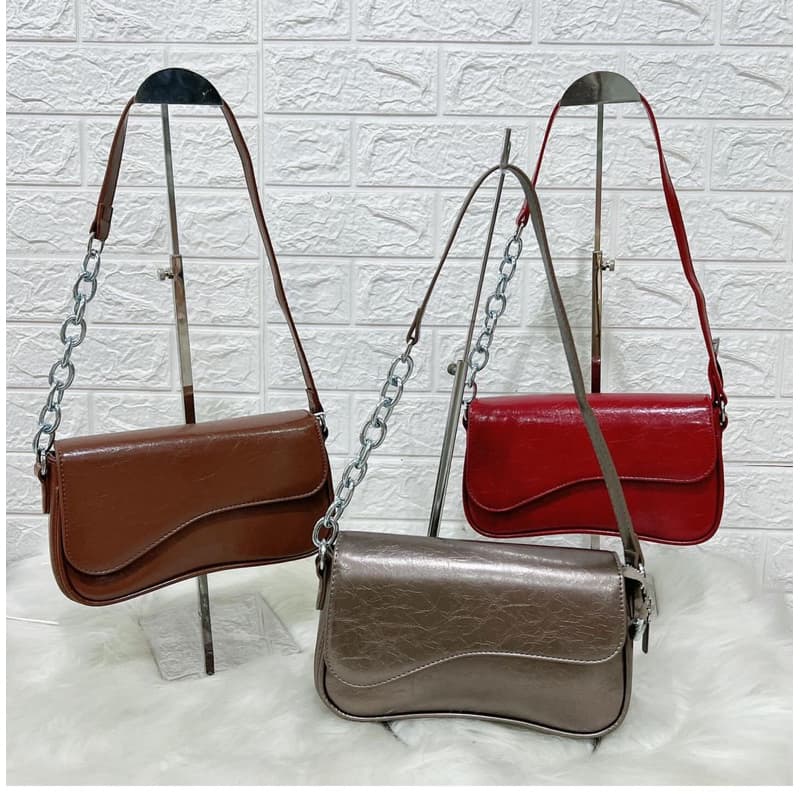Bolsas Femininas De Ombro Transversal Baguete Com Alça De Corrente Para Festa Moda Blogueira 1913