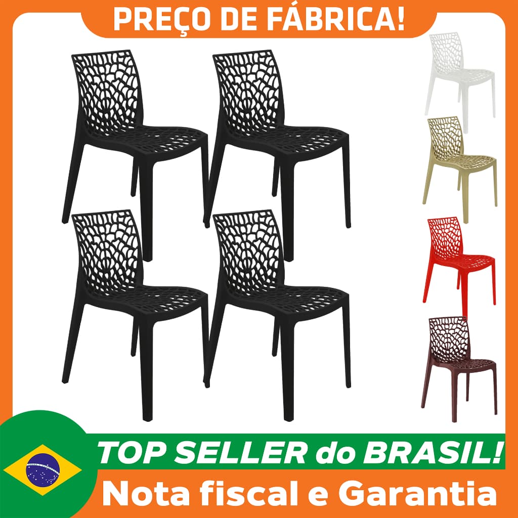 Kit 4 Cadeiras Gruvyer Design Cozinha Sala de Estar Jantar