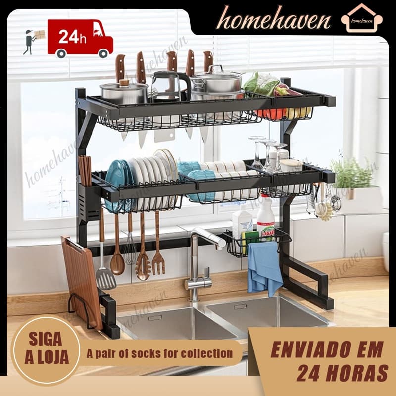 Rack de drenagem de pia reforçado espessado 1 camada/2 camadas/com rack de esponja