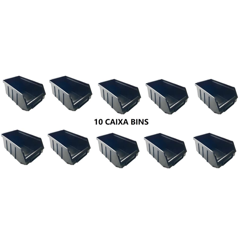 Caixa Bin 5 Kit 10 Para Peças Gavetas Pretas