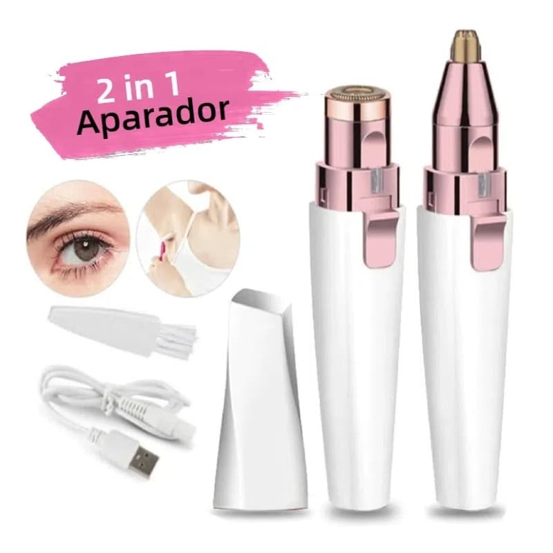 Depilador Feminino 2 em 1 Elétrico Portátil USB para Sobrancelhas Nariz Buço e Rosto