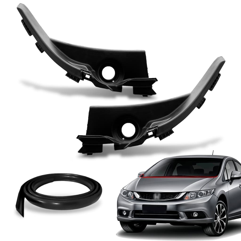 Kit Acabamento Churrasqueira Lateral LD/LE + Borracha Parabrisa Civic 2012 2013 2014 2015 2016