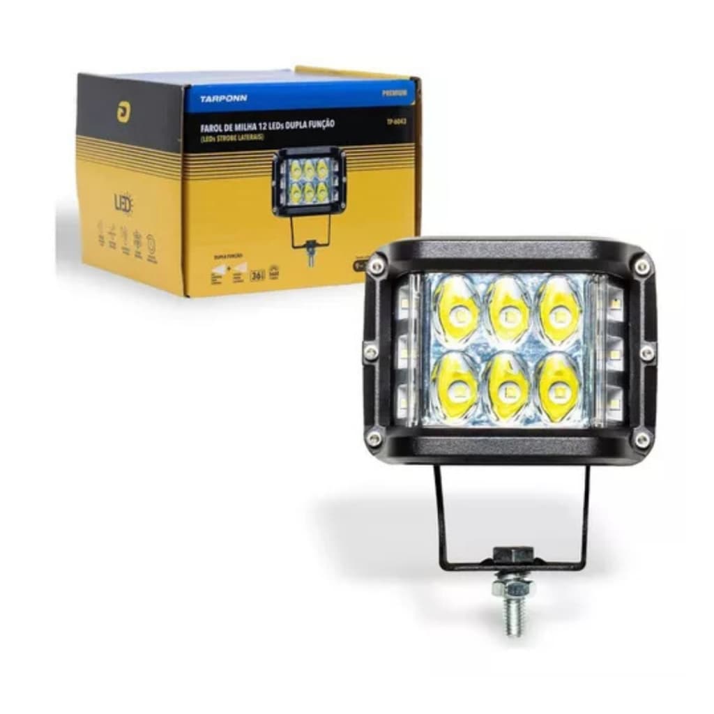 Farol De Milha 12 Led Strobe 36w 9 A 36v 6000k Tarponn