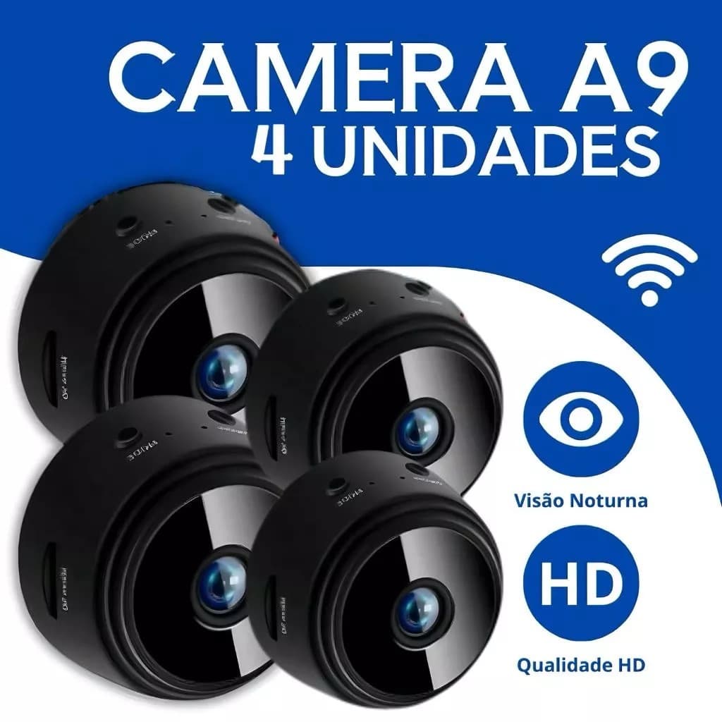Kit 4 Cameras Novo A9 HD Mini com visão noturna Wifi Câmera 1080P Vigilância