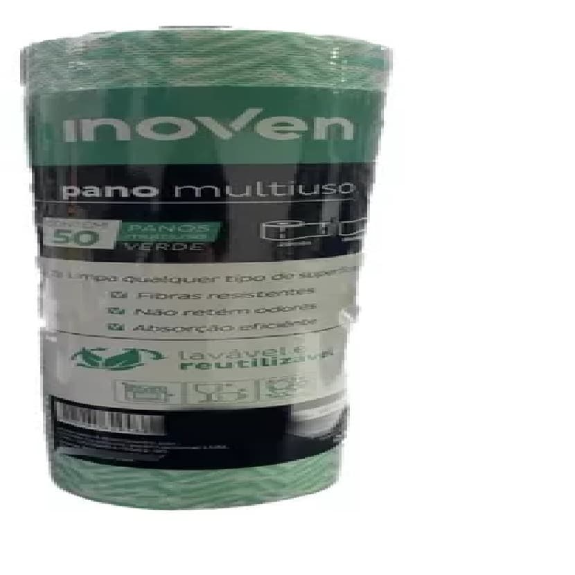 KIT 2 Panos Tipo Perfex Multiuso Inoven Pct.50 Unid. Rolo 28cmx50m