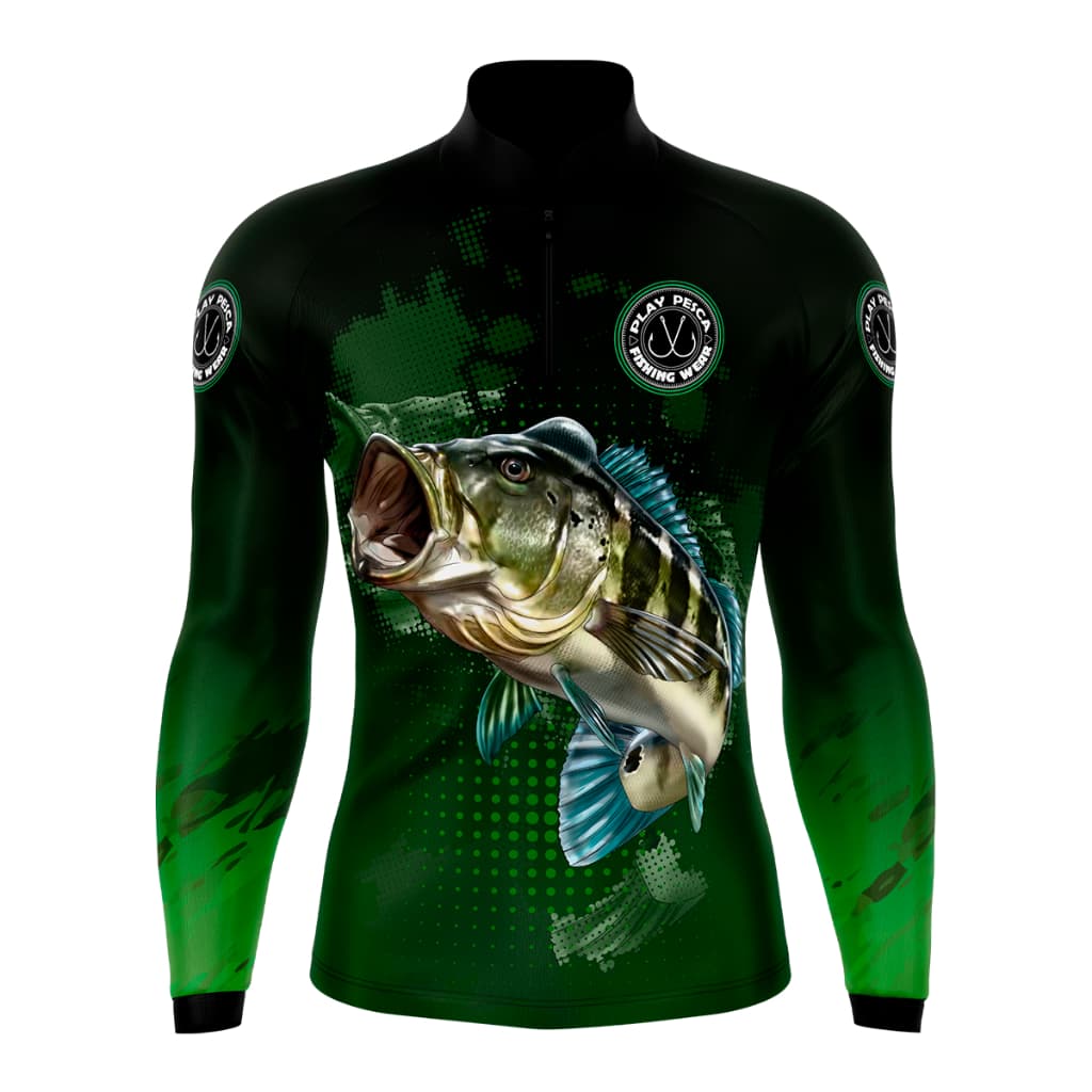Camisa Camiseta Blusa Tucunaré  Verde Pescaria com Proteção Solar Uv50+ Play Pesca