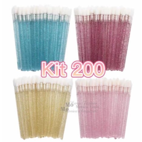 Kit 200 Pincel Aplicador Descartável Gloss e Batom Maquiagem