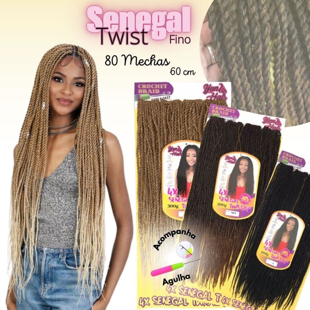 Senegal Twist Fino 300gr Crochet Braid Yan Hair 60cm - 80 Mechas