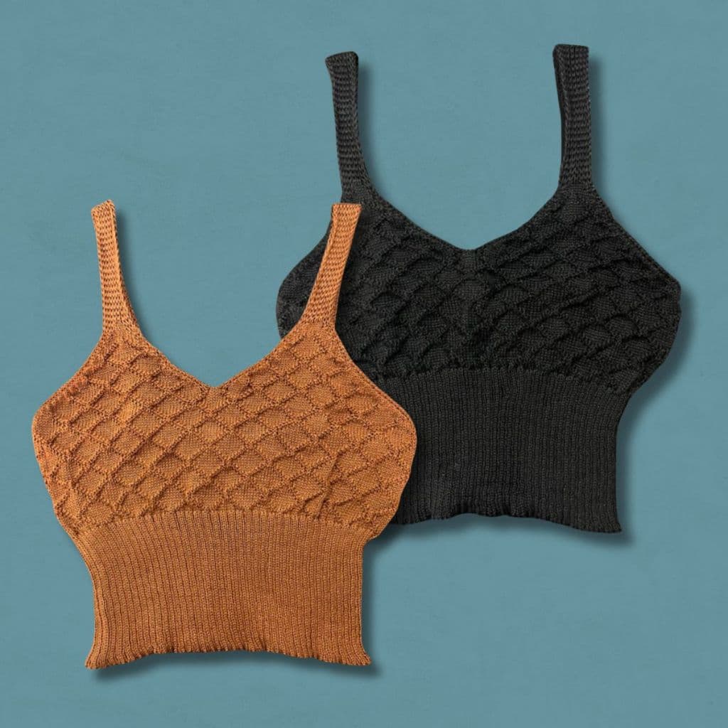 kit 2 Cropped top crochê tricô feminino moda blogueira