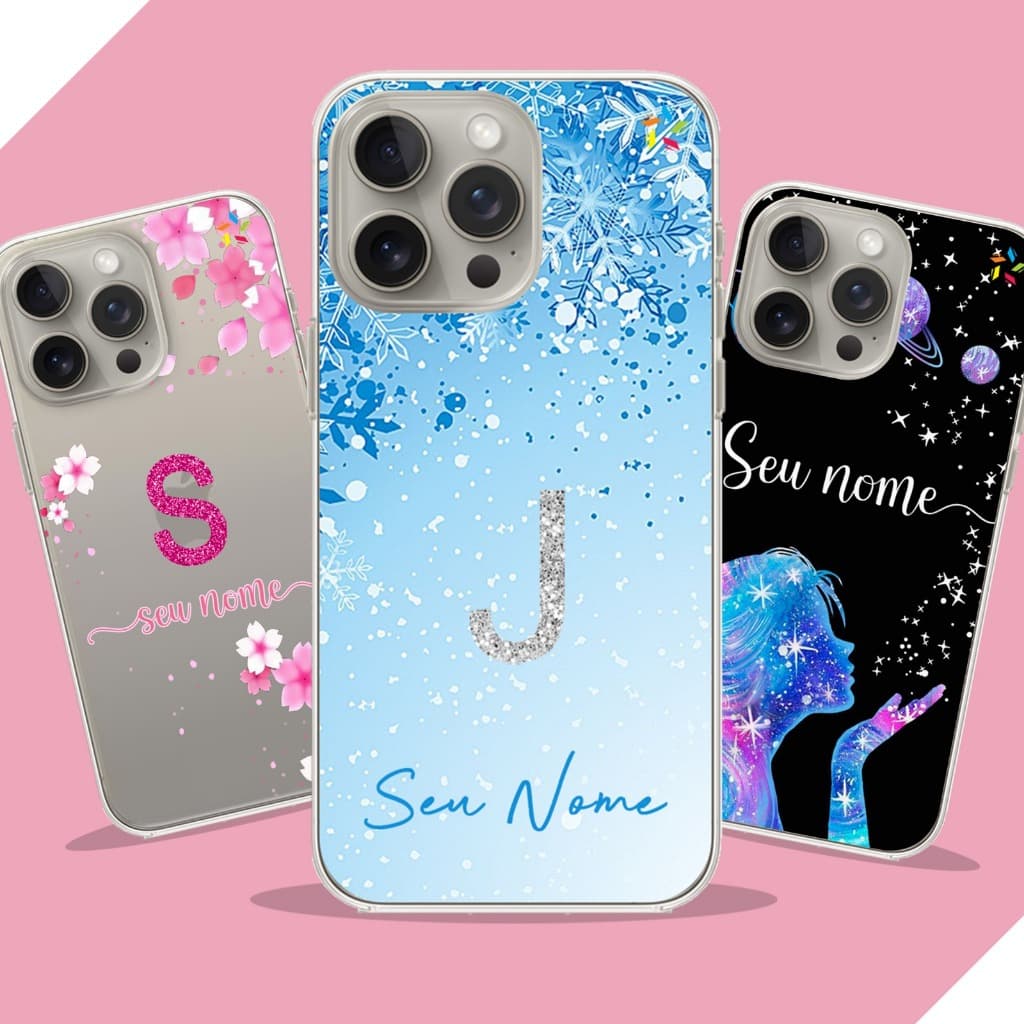 Capa Capinha personalizada Anti-Impacto - Coleção Femininas, Com Nome - Para Todos Modelos de Celular