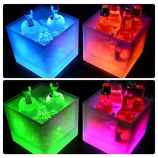 Balde de Gelo Bebidas com Led Quadrado de Duas Camadas