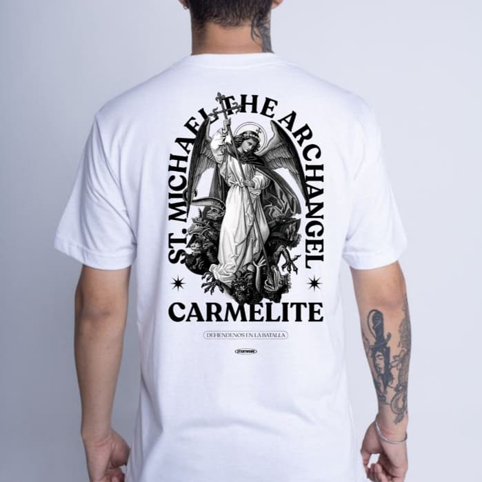 Camiseta Oversized Arcanjo Miguel T-Shirt Premium Masculina 100% Algodão Reforçada Moda Street