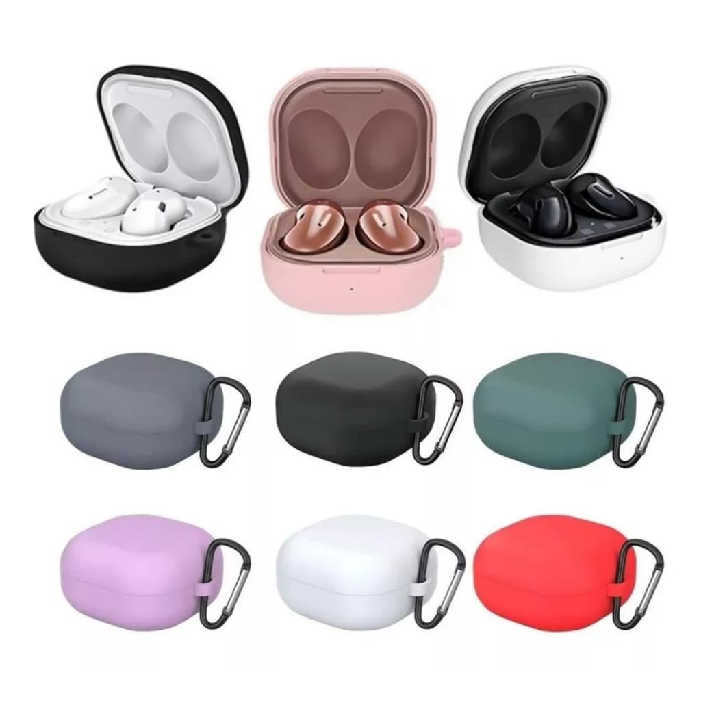 Capa Case Proteção de Silicone com Mosquetão para Samsung Buds FE/Buds Live/ Buds 2/ Buds Pro/ Pro2