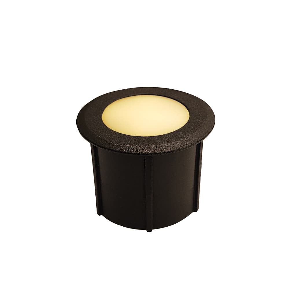 Mini Balizador Redondo Spot Led Embutir Interlight Coin 3971-S-PM 0,3w 2700k Ip66 Preto Piso Jardim