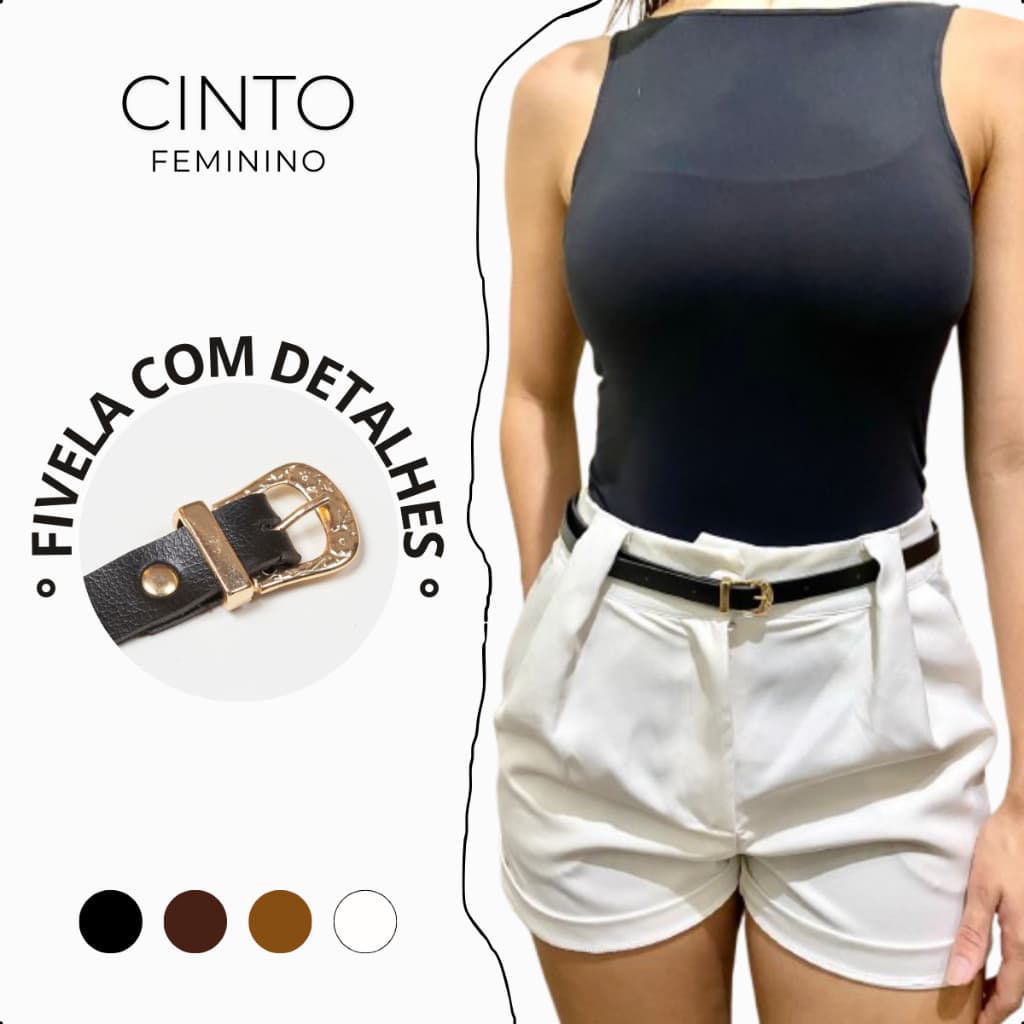 Cinto Feminino Fivela Dourada Cinto Fino Minimalista