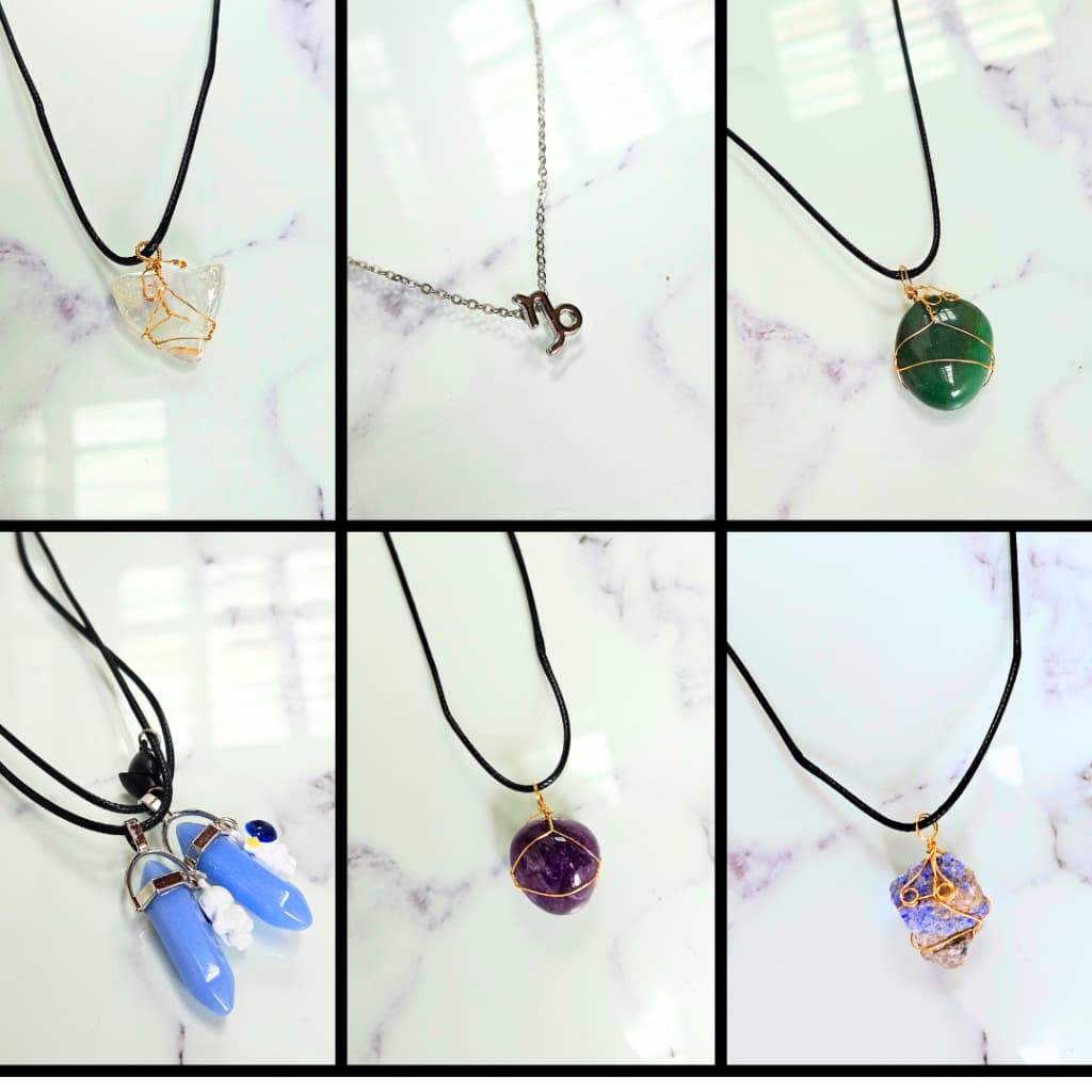 Colar de cristal, Colar capricornio, Colar quartzo verde, 2 peças de colar astronauta casal, colar quartzo roxo
