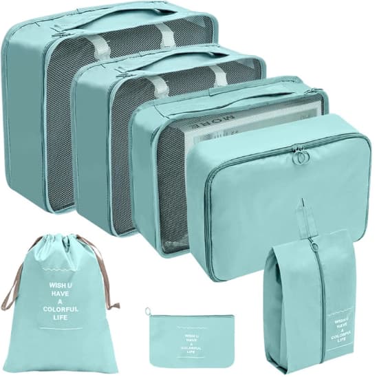 Kit 7 Pecas Bolsa Organizadoras Para Mala Roupas Bagagem Viagem