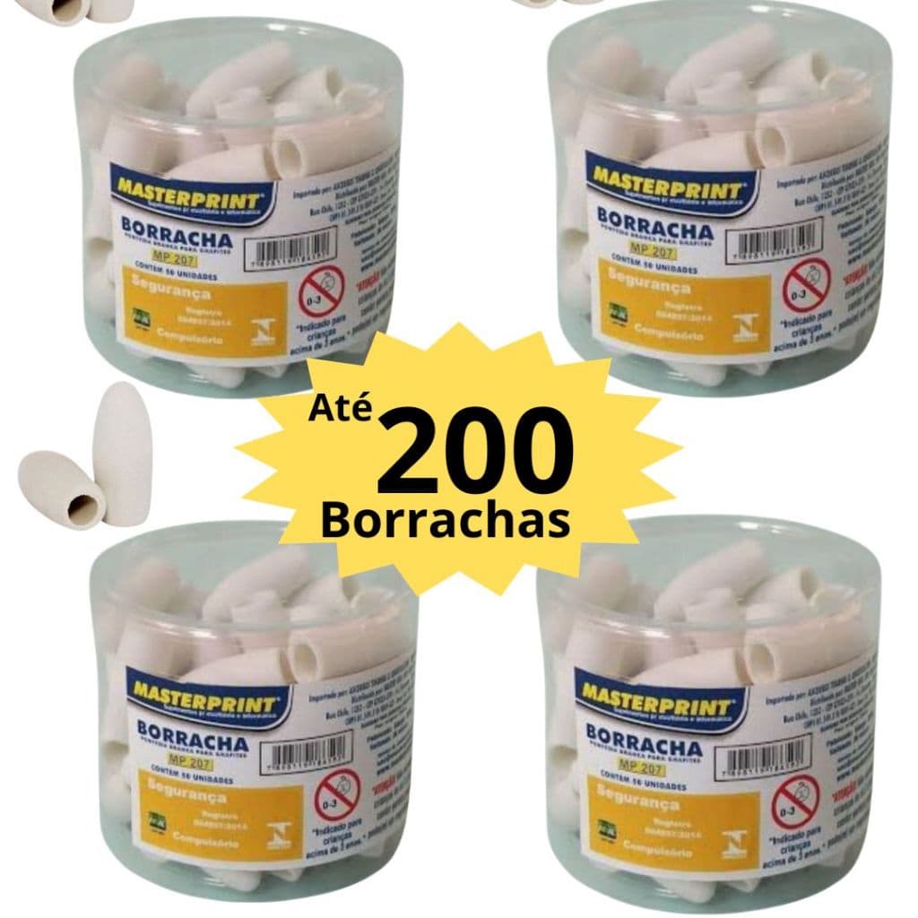 Kit até 200 Borracha Ponteira encaixa na ponta do lápis, borracha branca escolar