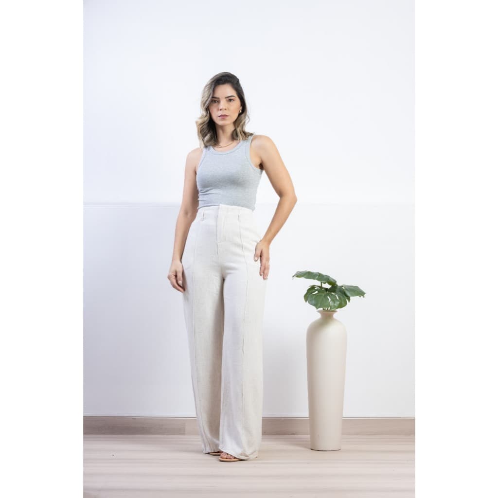 calça feminina wide leg confortável e elegante L-106