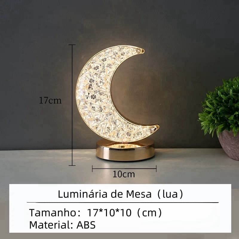 Luminária de Mesa Touch Leitura Lâmpada de Quarto de luxo Nórdico Cristal Acrílico Led de 3 Cores