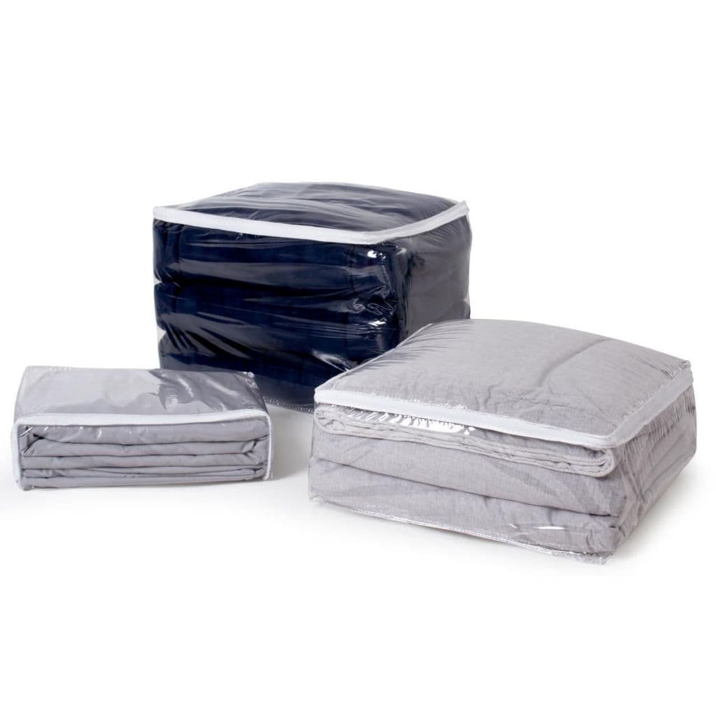 Kit 03 Unidades Organizador De Guarda Roupa Saco Embalagem Com Ziper Tamanhos P -M -G Organizadores Multiuso