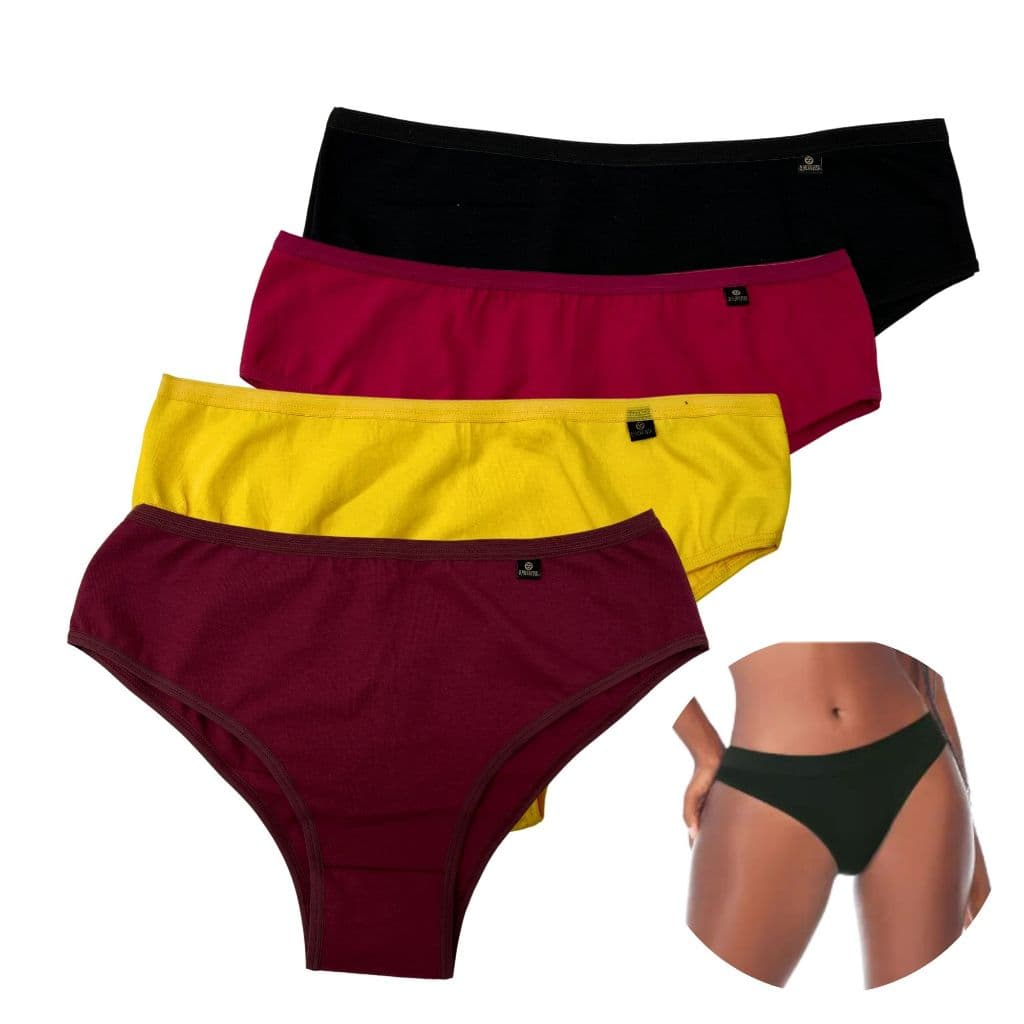kit Calcinha de Cós alto Cotton Algodão calcinhas Tanga Conforto