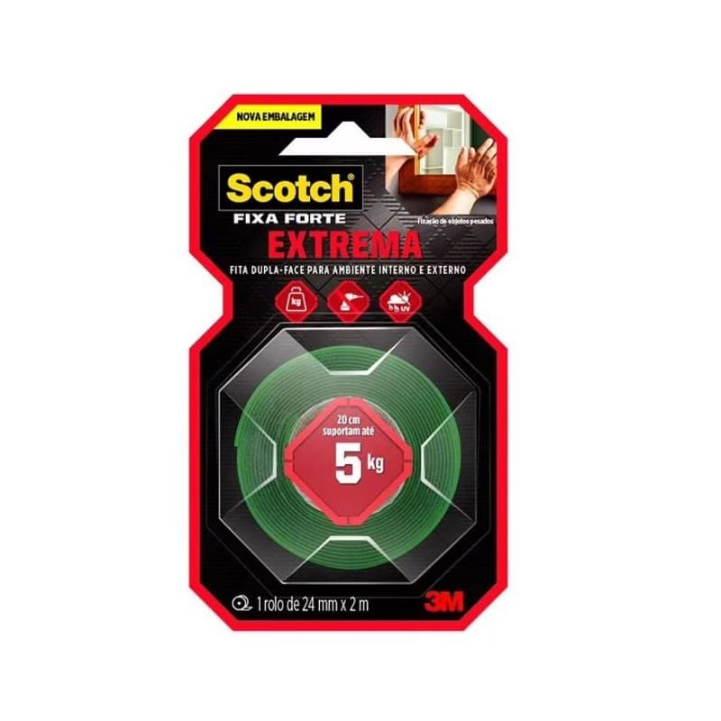 Fita Dupla Face Scotch 3M Extra Forte 24MMX2MT